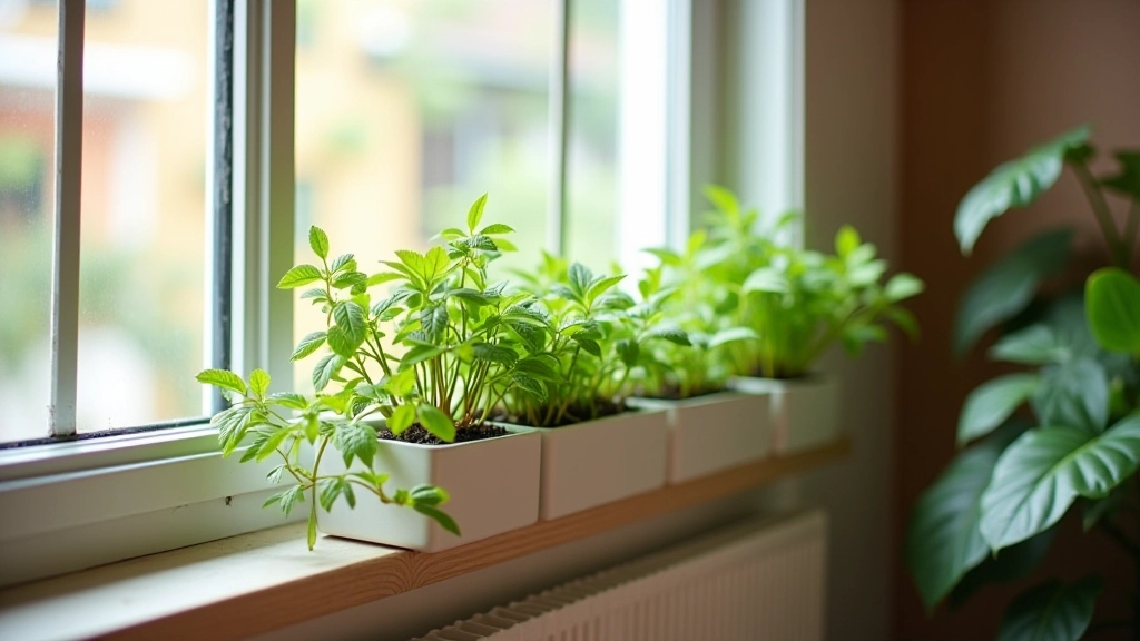 Vertical micro garden system in compact apartment