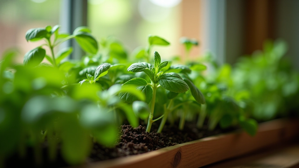 Watering indoor herb plants, checking soil moisture, proper hydration techniques for windowsill gardening